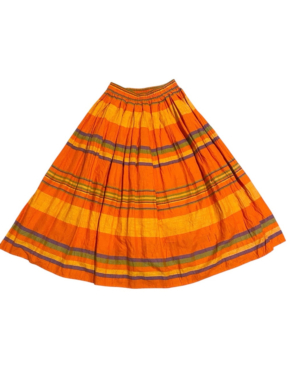 Vintage Liz Claiborne Orange Striped Full Midi Skirt Size Medium Petite